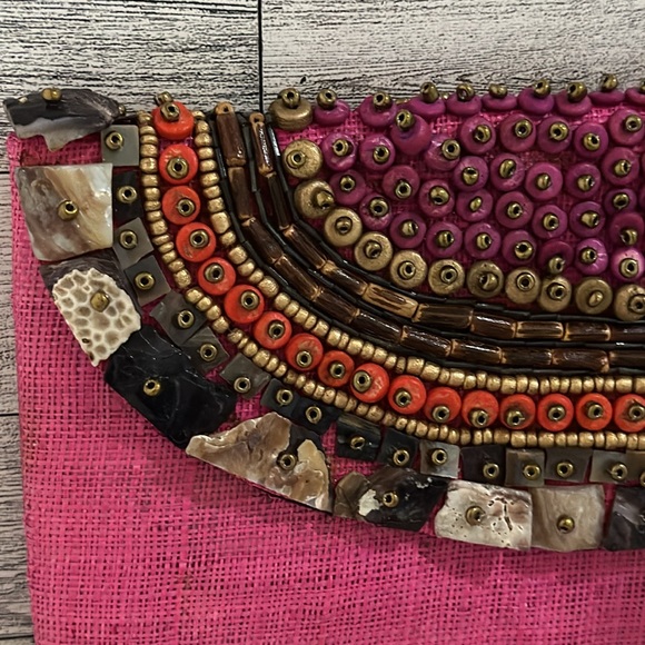 Toland girl embellished beaded abalone shell clutch summer beach purse - Picture 2 of 6